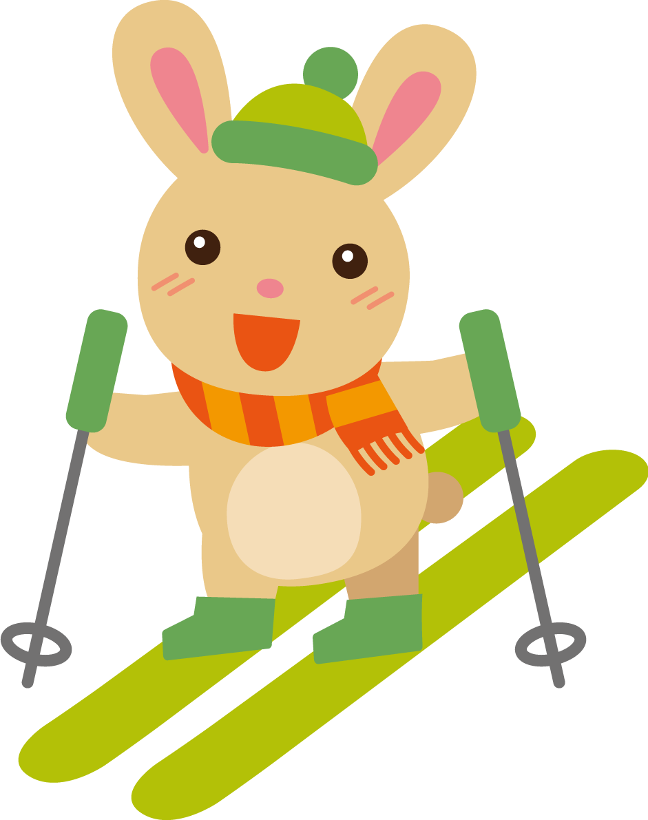 冬 かわいいイラスト 無料 フリー「スキーをするウサギ」34768に写真・文字を入れる