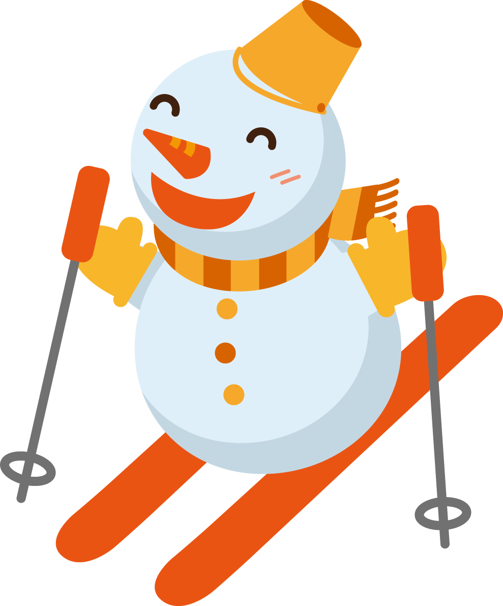冬 かわいいイラスト 無料 フリー「スキーをする雪だるま」34776に写真・文字を入れる