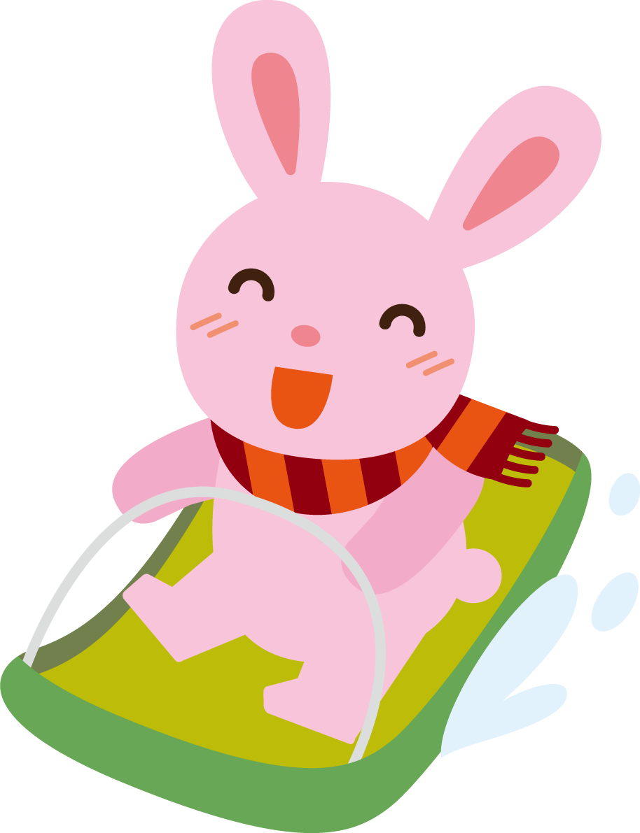 冬 かわいいイラスト 無料 フリー「そり遊びをするウサギ」34784に写真・文字を入れる