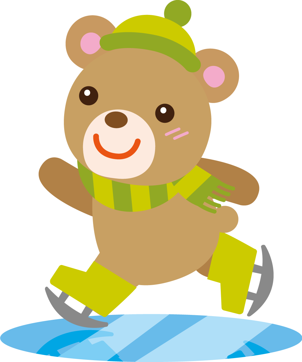 冬 かわいいイラスト 無料 フリー「スケートをするクマ」34804に写真・文字を入れる