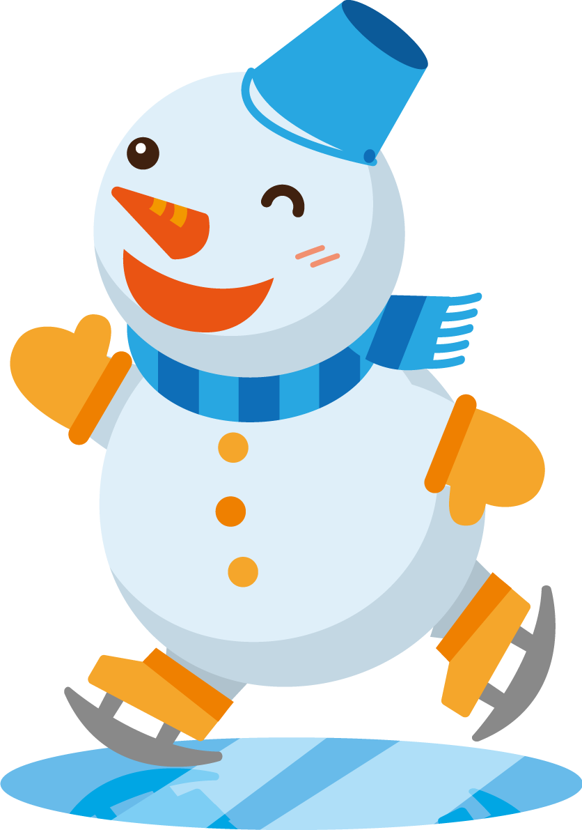 冬 かわいいイラスト 無料 フリー「スケートをする雪だるま」34813に写真・文字を入れる