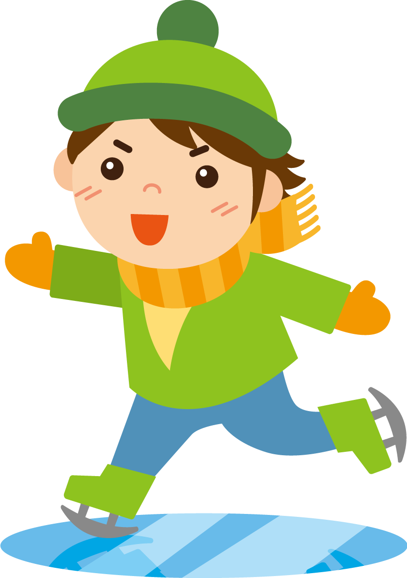冬 かわいいイラスト 無料 フリー「スケートをする男の子」34817に写真・文字を入れる