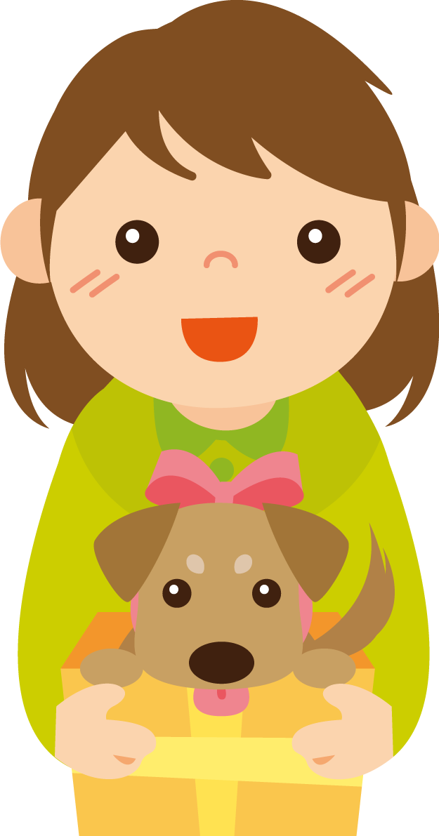 冬 かわいいイラスト 無料 フリー「プレゼントの子犬」34829に写真・文字を入れる