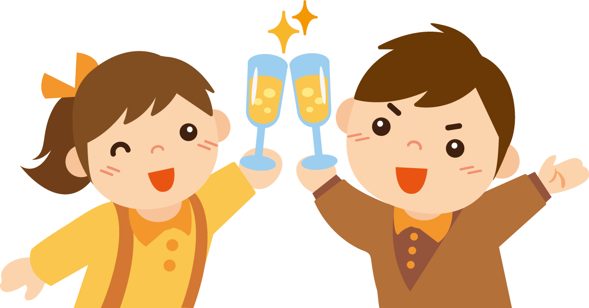 冬 かわいいイラスト 無料 フリー「乾杯をする子どもたち」34845に写真・文字を入れる