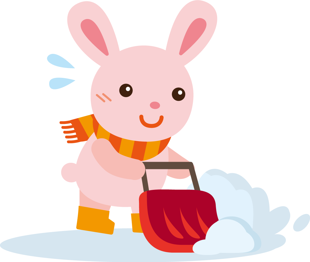 冬 かわいいイラスト 無料 フリー「雪かきをするウサギ」34861に写真・文字を入れる