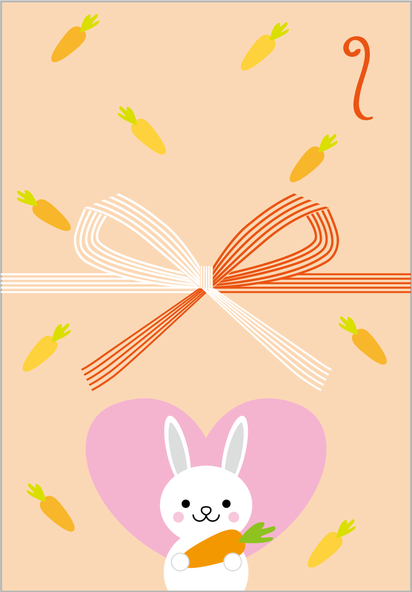 無料イラスト冬 うさぎが付いているかわいい熨斗35136に写真・文字を入れる