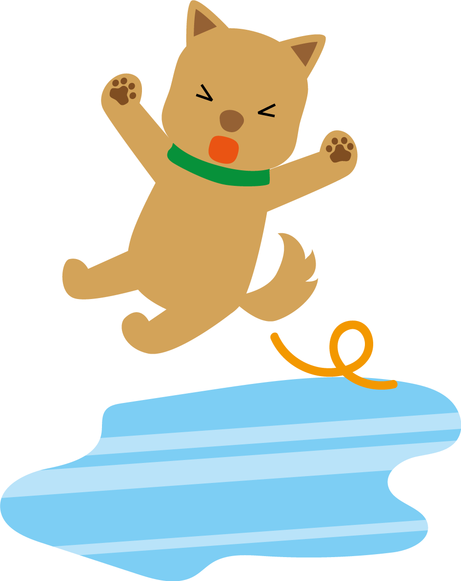 無料イラスト冬 凍結した危険な路面で転びそうになる犬35173に写真・文字を入れる