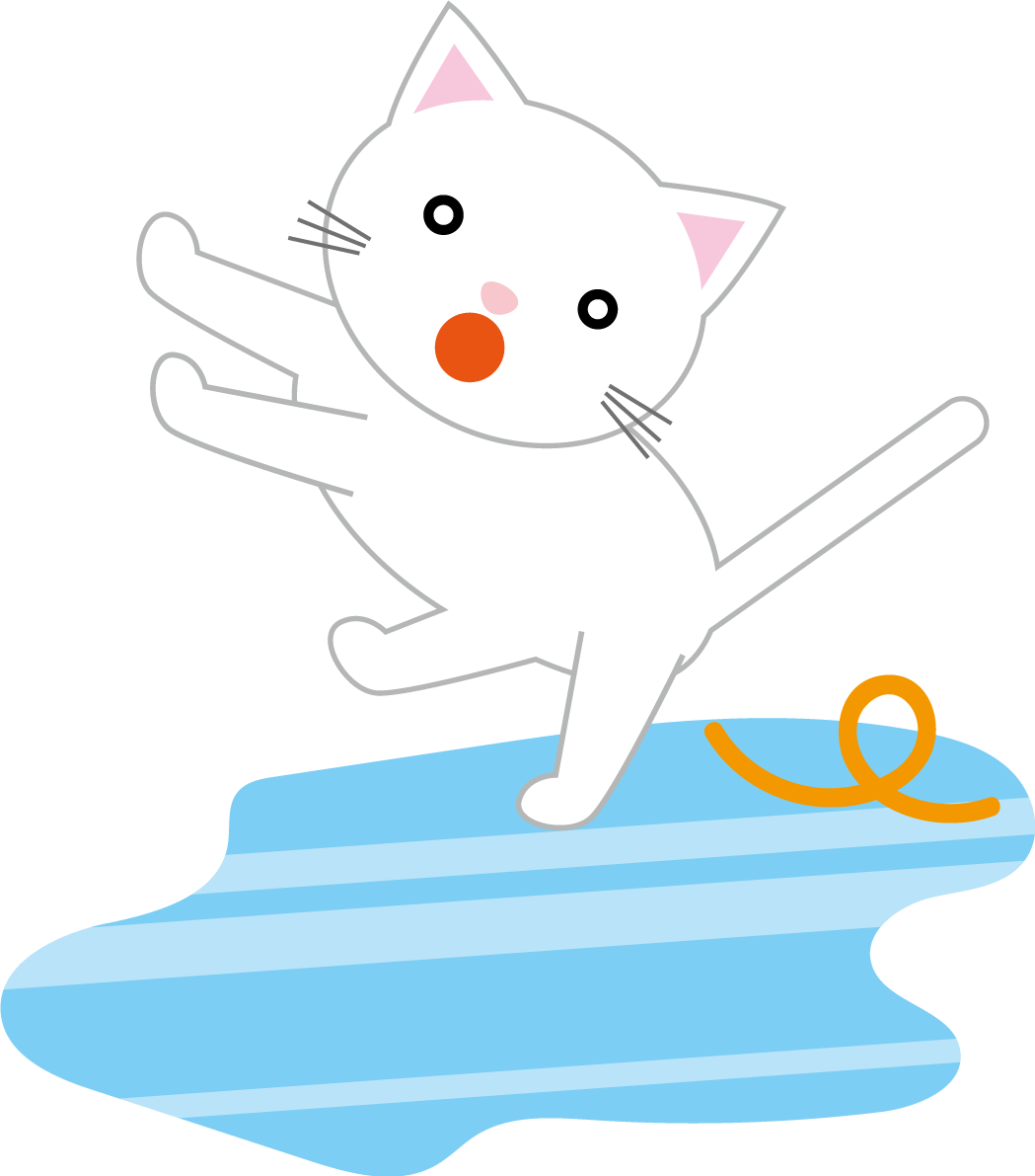 無料イラスト冬 凍結した危険な路面で転びそうになる猫35181に写真・文字を入れる