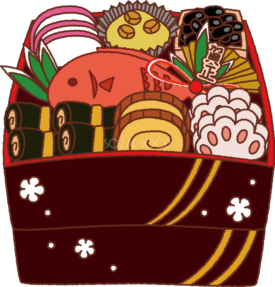 無料イラスト冬 かわいいおせち料理35215