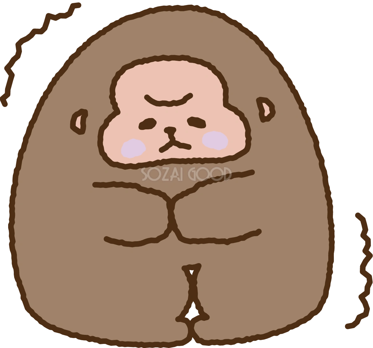 無料イラスト冬 かわいいブルブル寒そうな猿35243