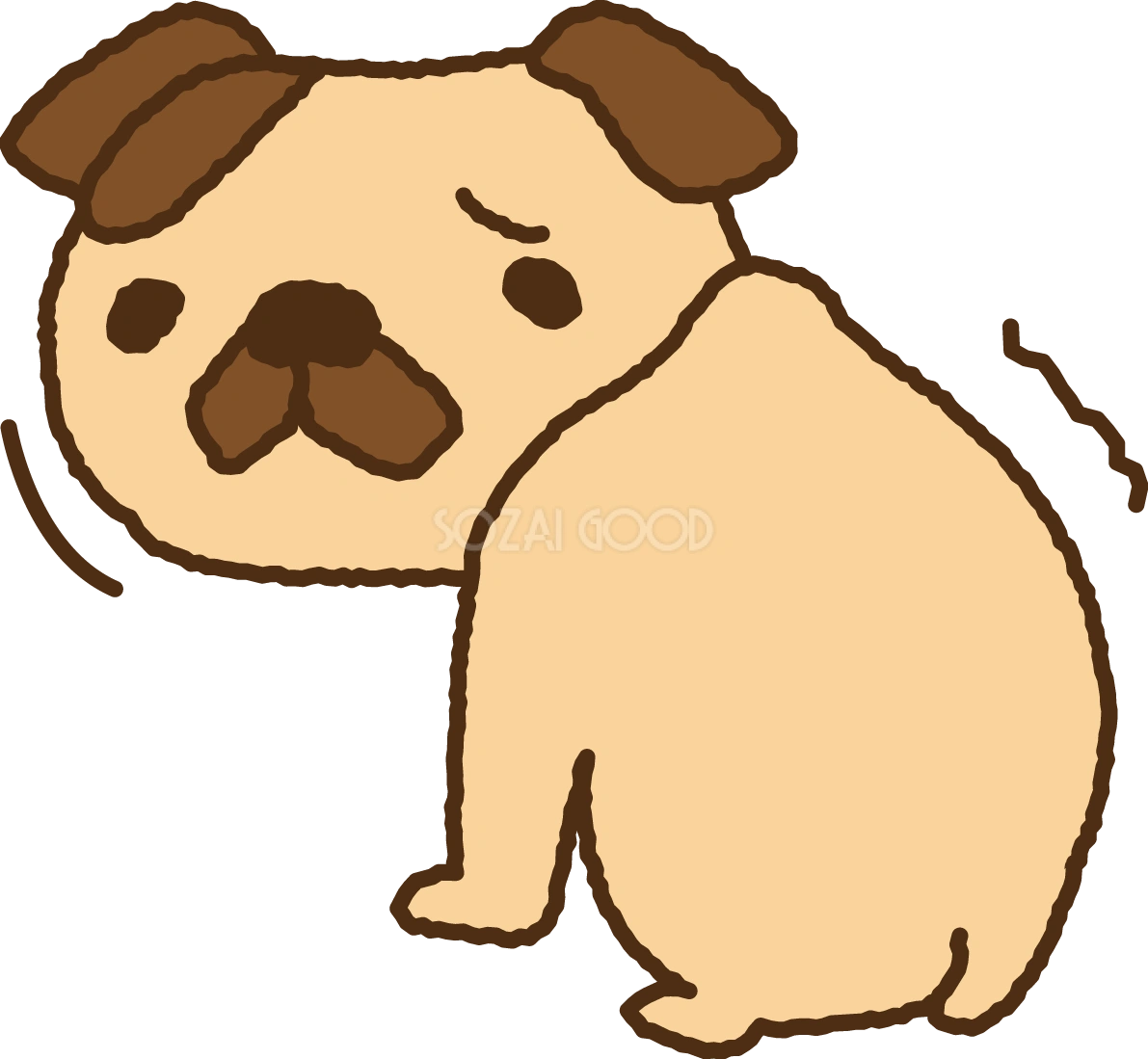 無料イラスト冬 かわいいブルブル寒そうな犬35247