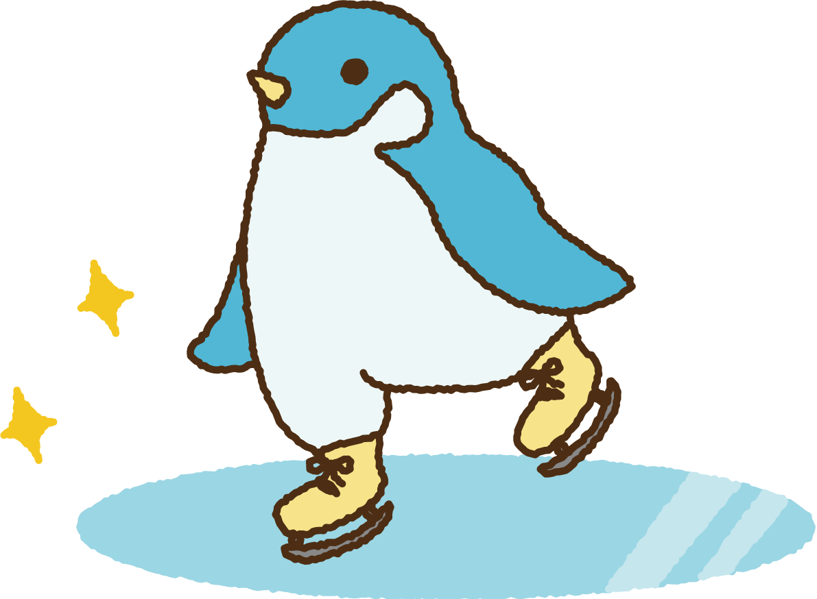 無料イラスト冬 かわいいペンギンがアイススケート35280に写真・文字を入れる