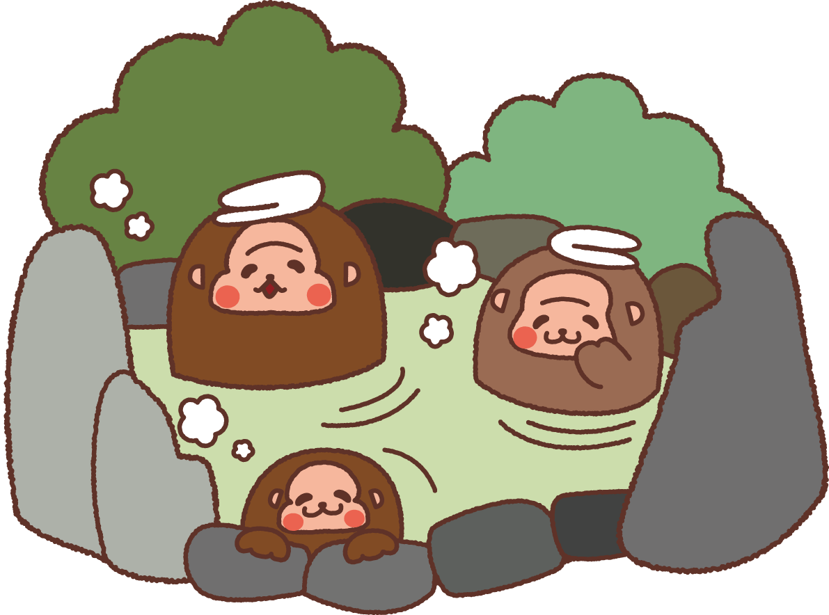 無料イラスト冬 かわいい温泉につかる猿の親子35300に写真・文字を入れる