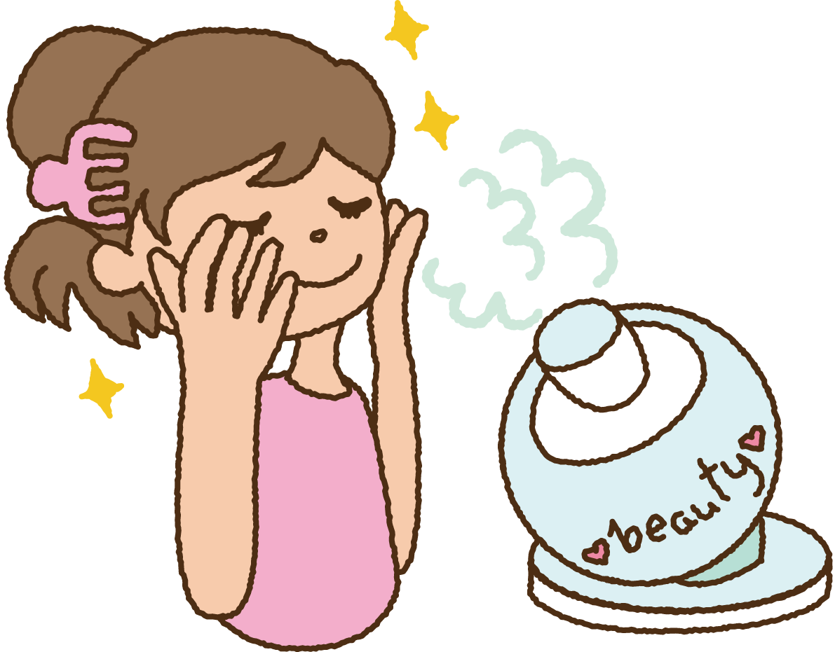 無料イラスト冬 かわいい水蒸気で潤う女性35320に写真・文字を入れる