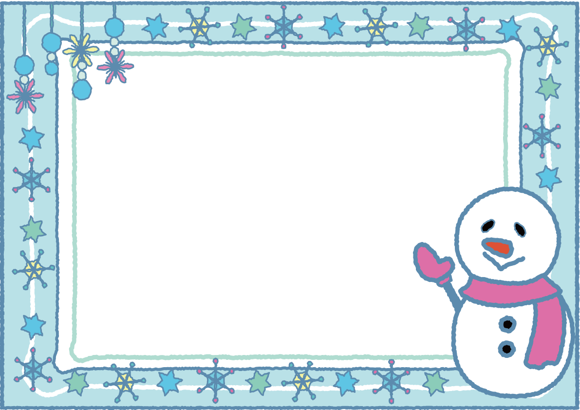無料イラスト冬 かわいい雪だるまのフレーム35328に写真・文字を入れる