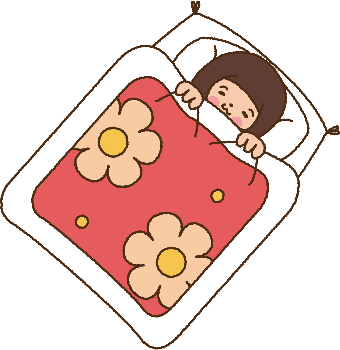 無料イラスト冬 かわいい暖かそうな布団35349に写真・文字を入れる