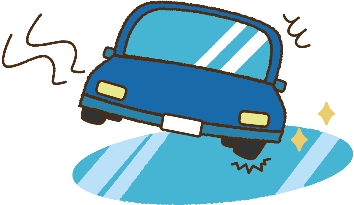 無料イラスト冬 かわいい危険な凍結した路面でスリップしている車35357に写真・文字を入れる