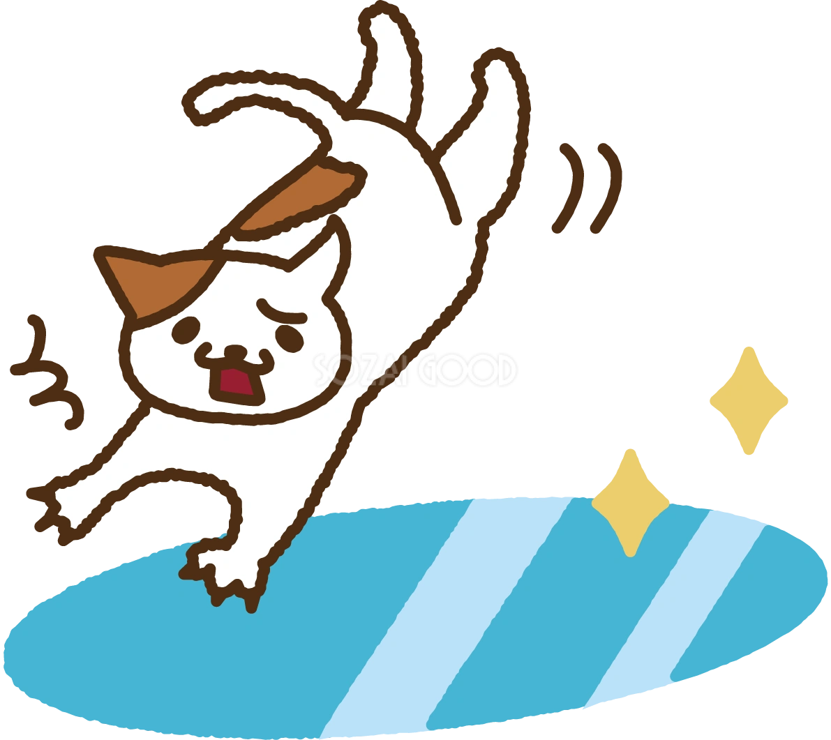 危険に冬の凍結した路面で転びそうなかわいいゆるかわ猫の無料イラスト35373