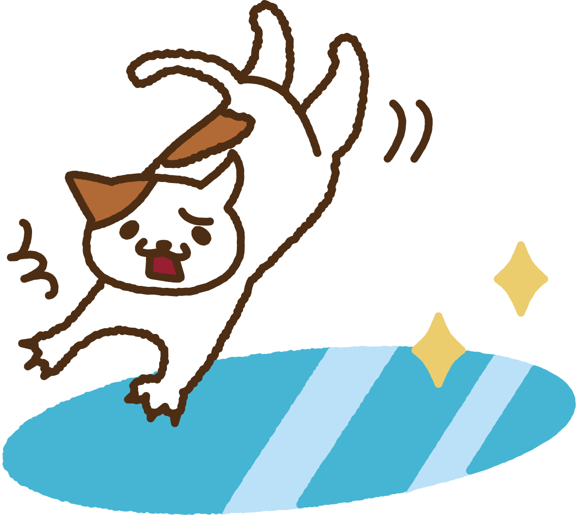 危険に冬の凍結した路面で転びそうなかわいいゆるかわ猫の無料イラスト35373に写真・文字を入れる