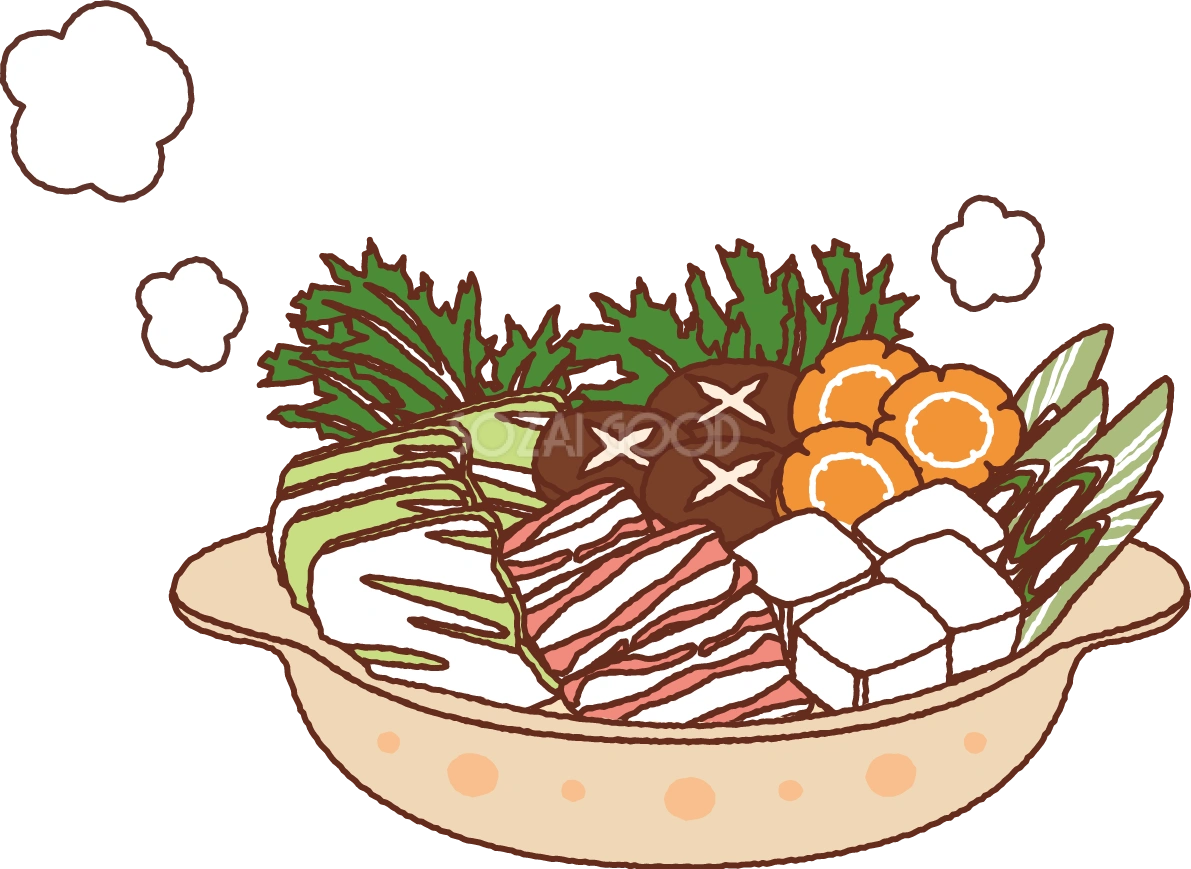 無料イラスト冬 かわいい熱々のお鍋35394