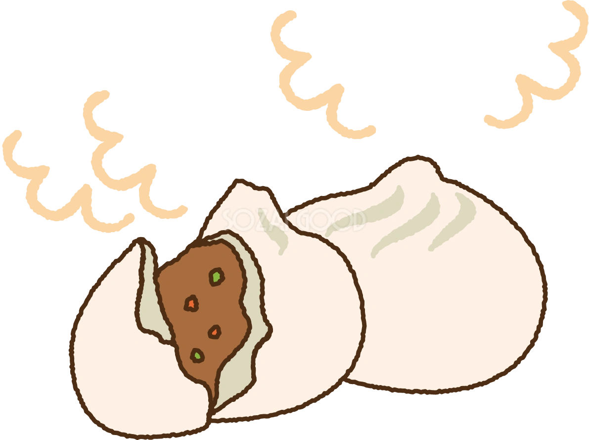 無料イラスト冬 かわいい熱々の肉まん35398