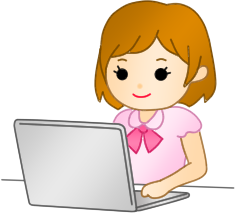 パソコン女性に写真・文字を入れる