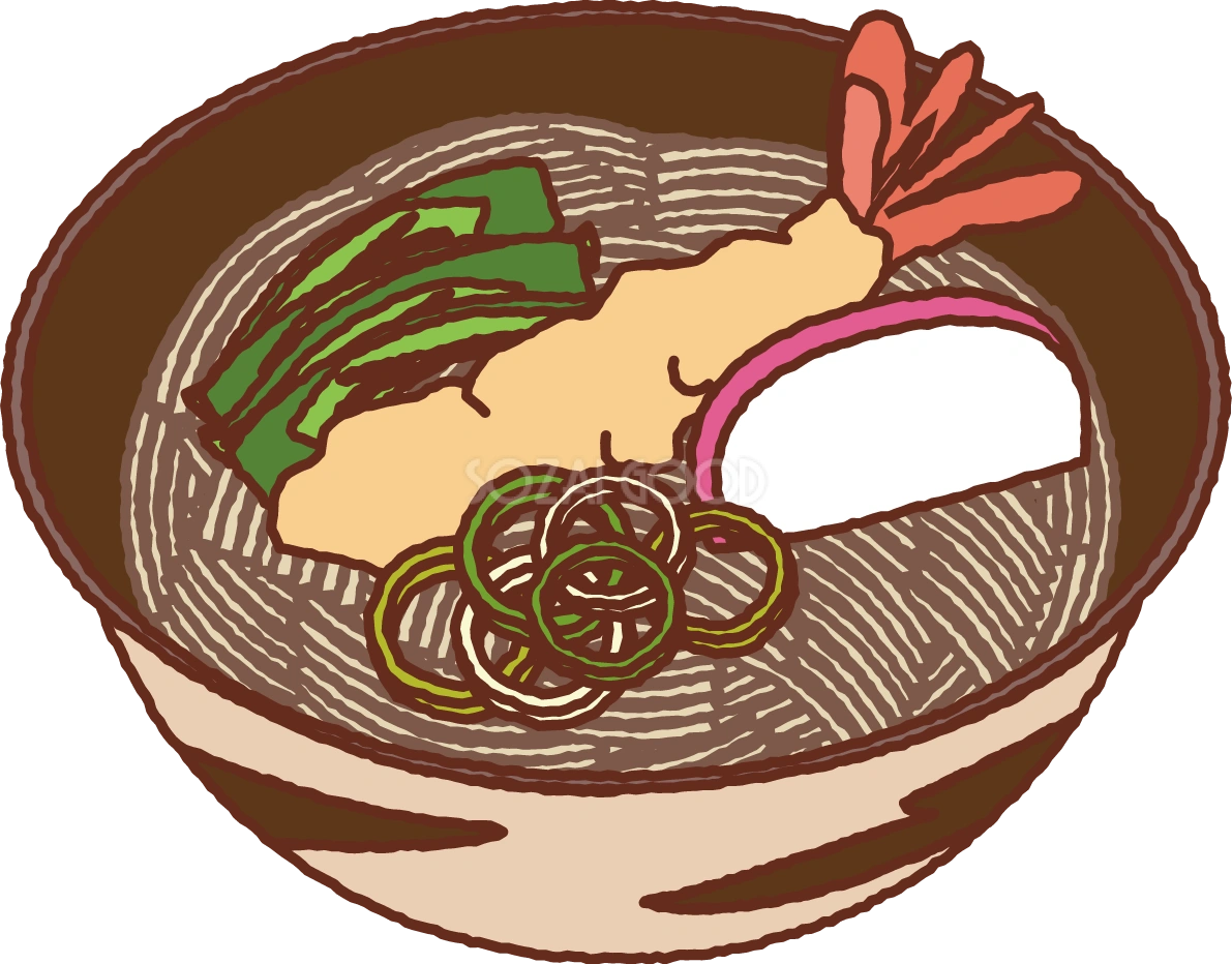 無料イラスト冬 かわいい年越し蕎麦35402