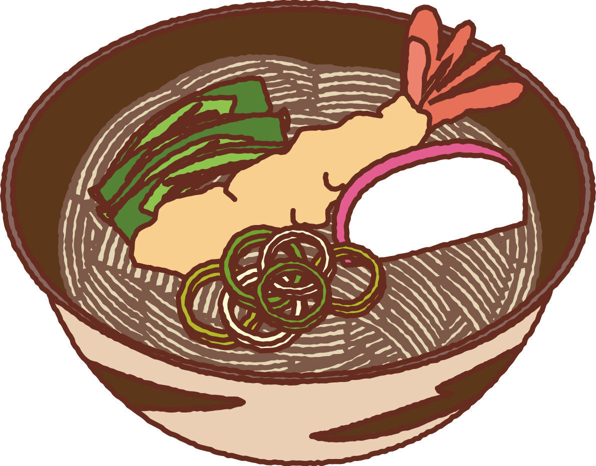 無料イラスト冬 かわいい年越し蕎麦35402に写真・文字を入れる