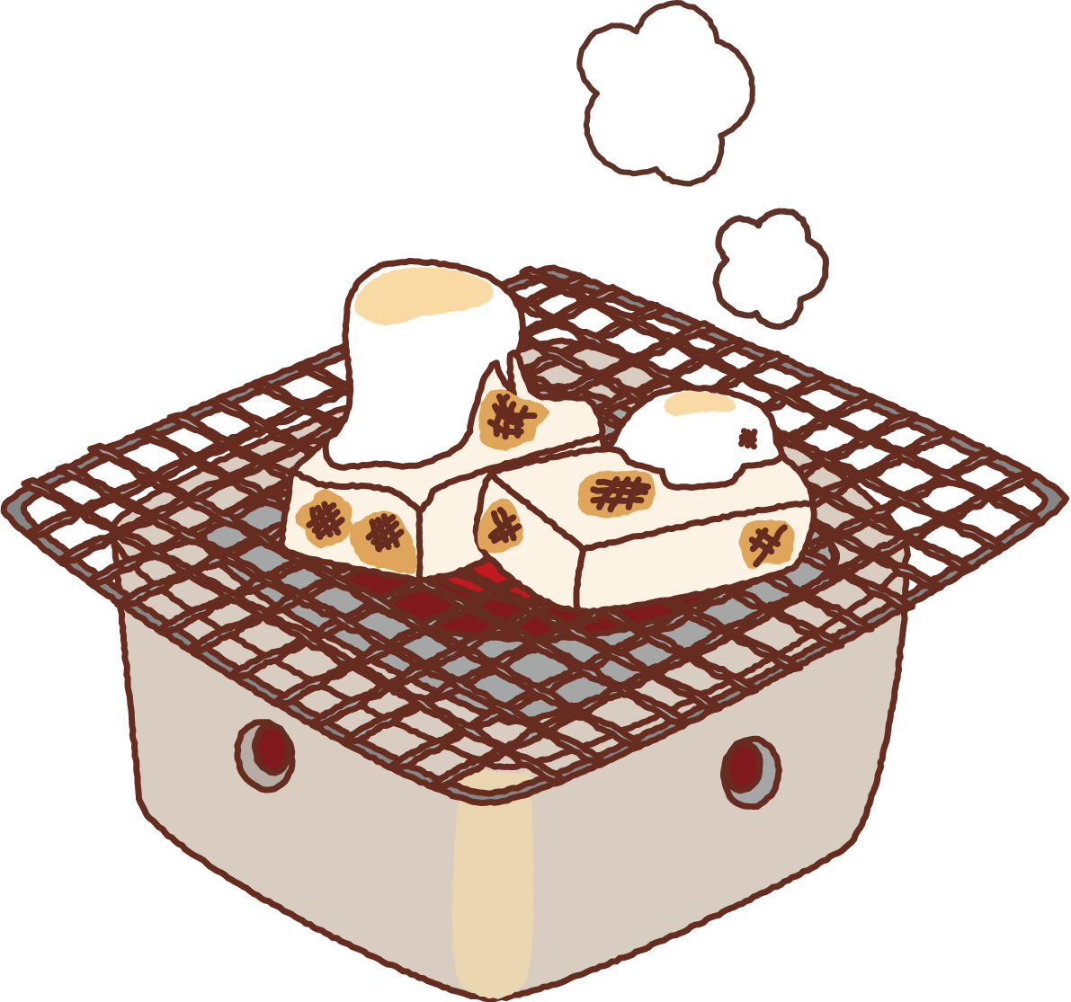 無料イラスト冬 かわいい破裂しそうな焼きたての餅35406に写真・文字を入れる
