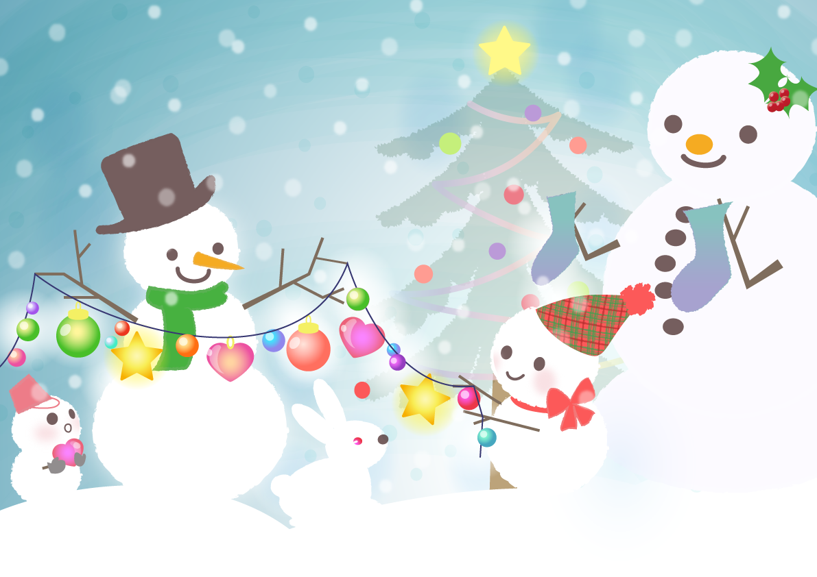 無料イラスト 冬のかわいい背景素材 クリスマス35492に写真・文字を入れる