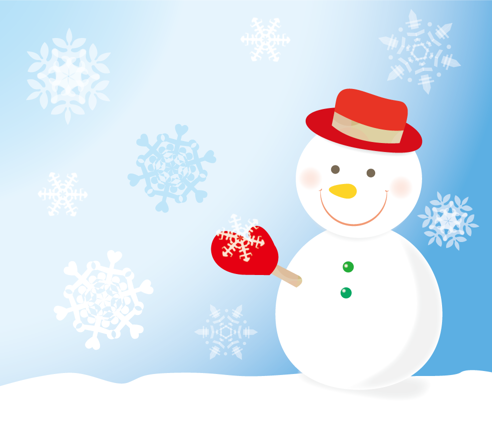 無料イラスト 冬の背景素材 かわいい雪だるま35500に写真・文字を入れる