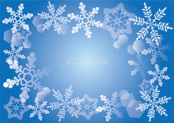 無料イラスト 冬の背景素材 雪の結晶イラスト35517 素材good