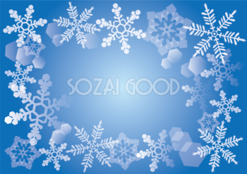 無料イラスト 冬の背景素材 雪の結晶イラスト35517