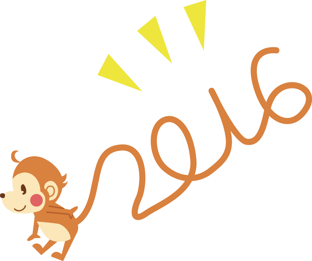 かわいい猿の無料 フリー イラスト年賀状や干支～猿の尻尾が2016 35720に写真・文字を入れる