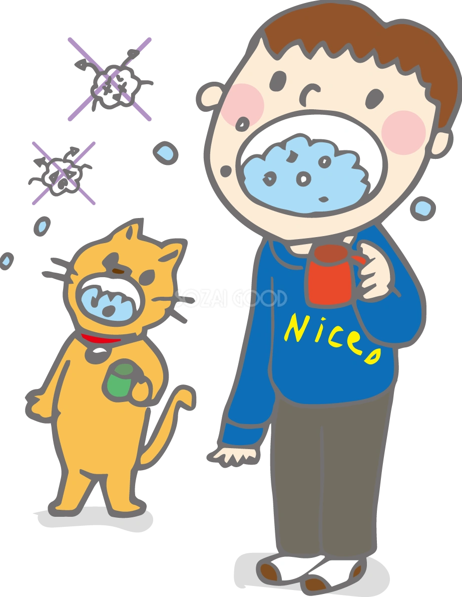 無料イラスト冬 うがいをしている子36092