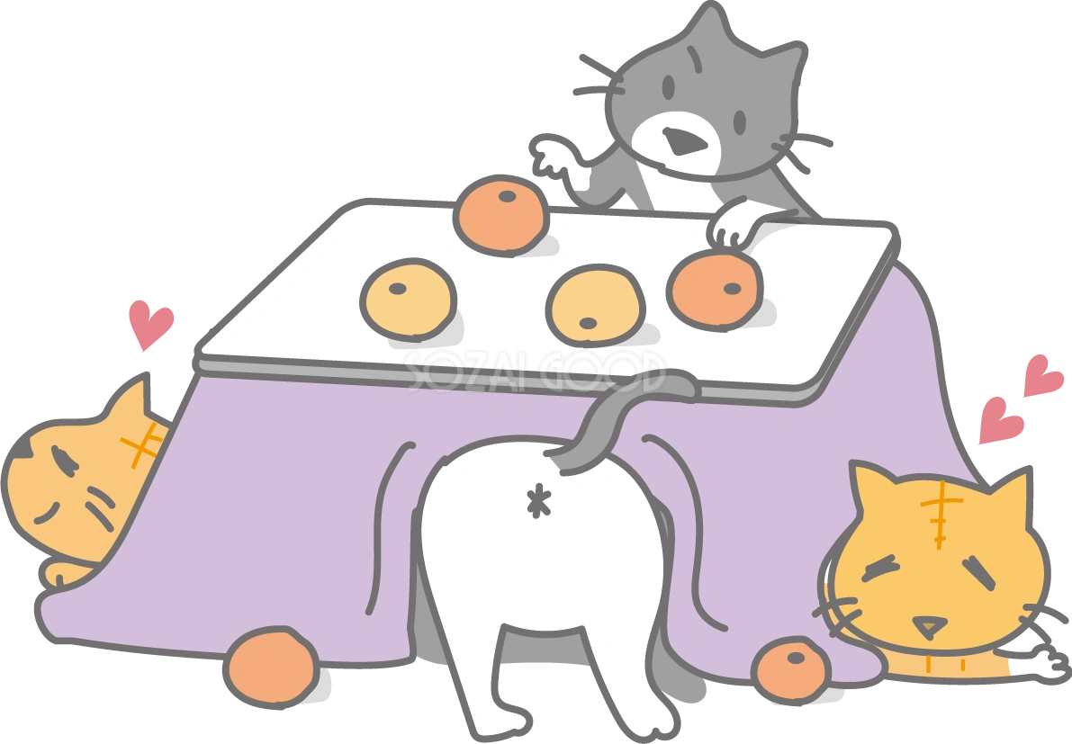 ゆるかわこたつと猫の無料イラスト36112
