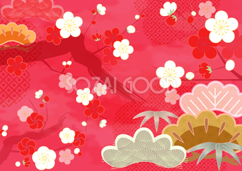 梅の花-背景「和風」イラスト無料 フリー36199
