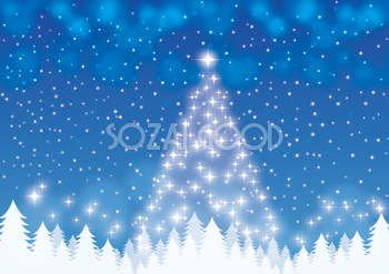 フリー背景イラスト冬「光のクリスマスツリー」36523