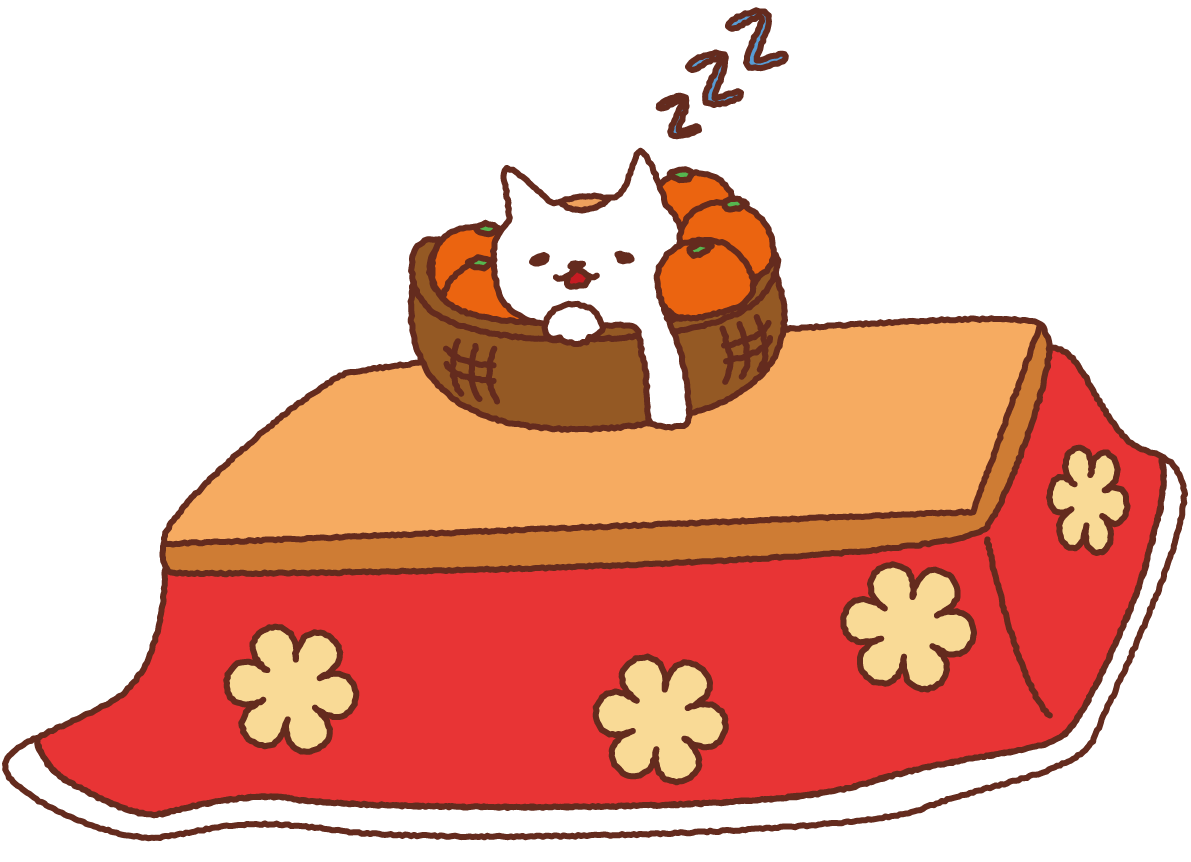 ゆるかわ猫とみかん無料イラスト36876に写真・文字を入れる