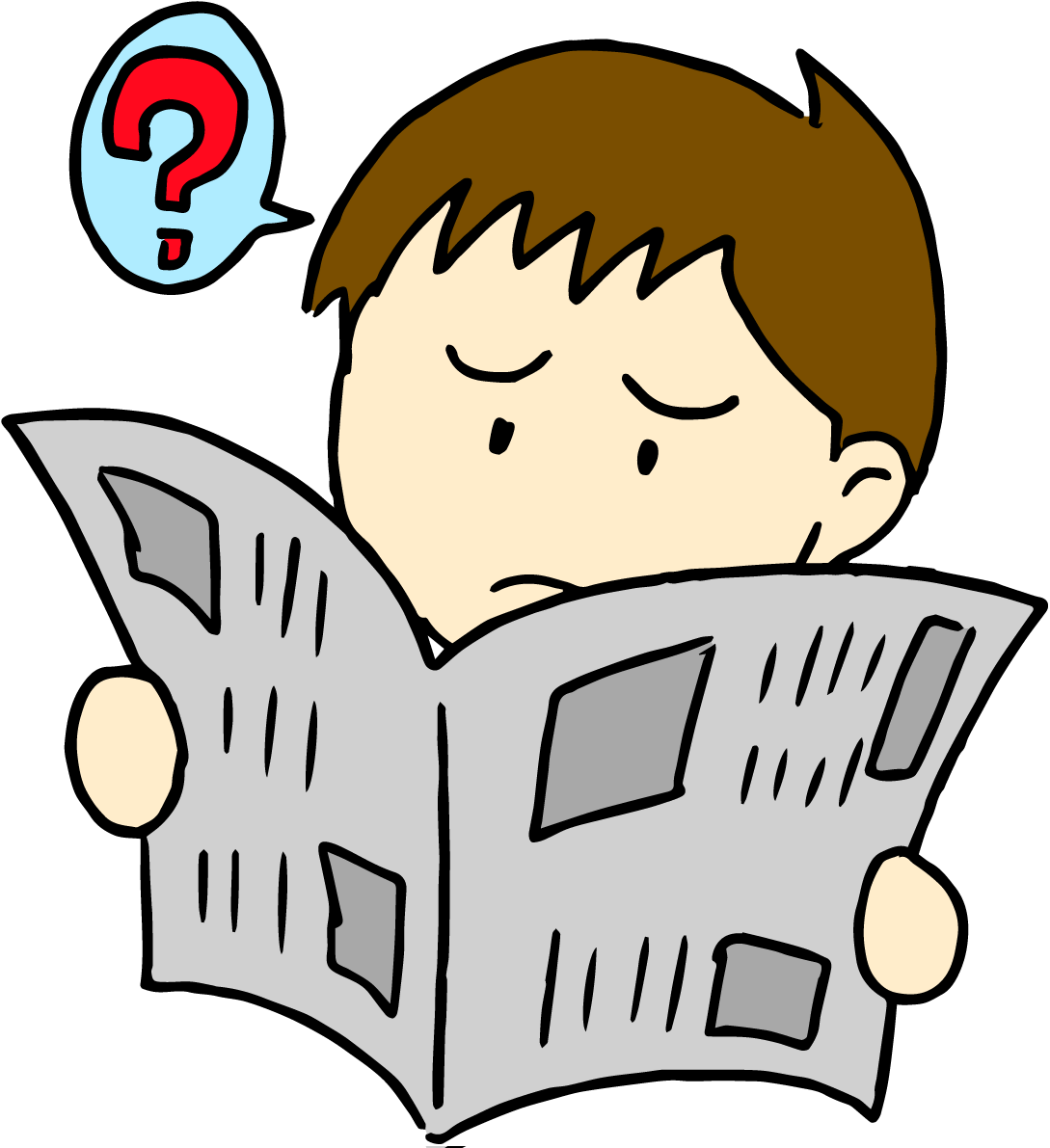 学校&男の子無料イラスト「新聞」36972に写真・文字を入れる
