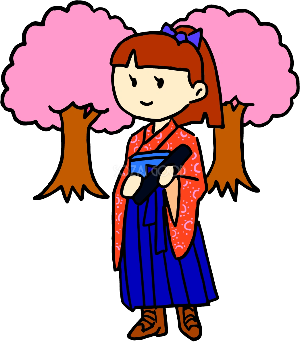 春の学校無料イラスト「袴」37036