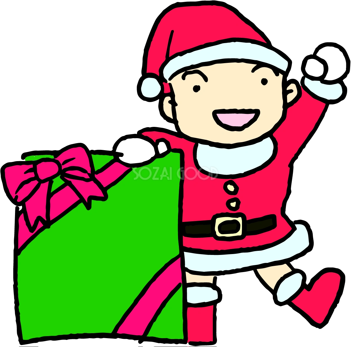 冬クリスマス無料イラスト「サンタ」37048
