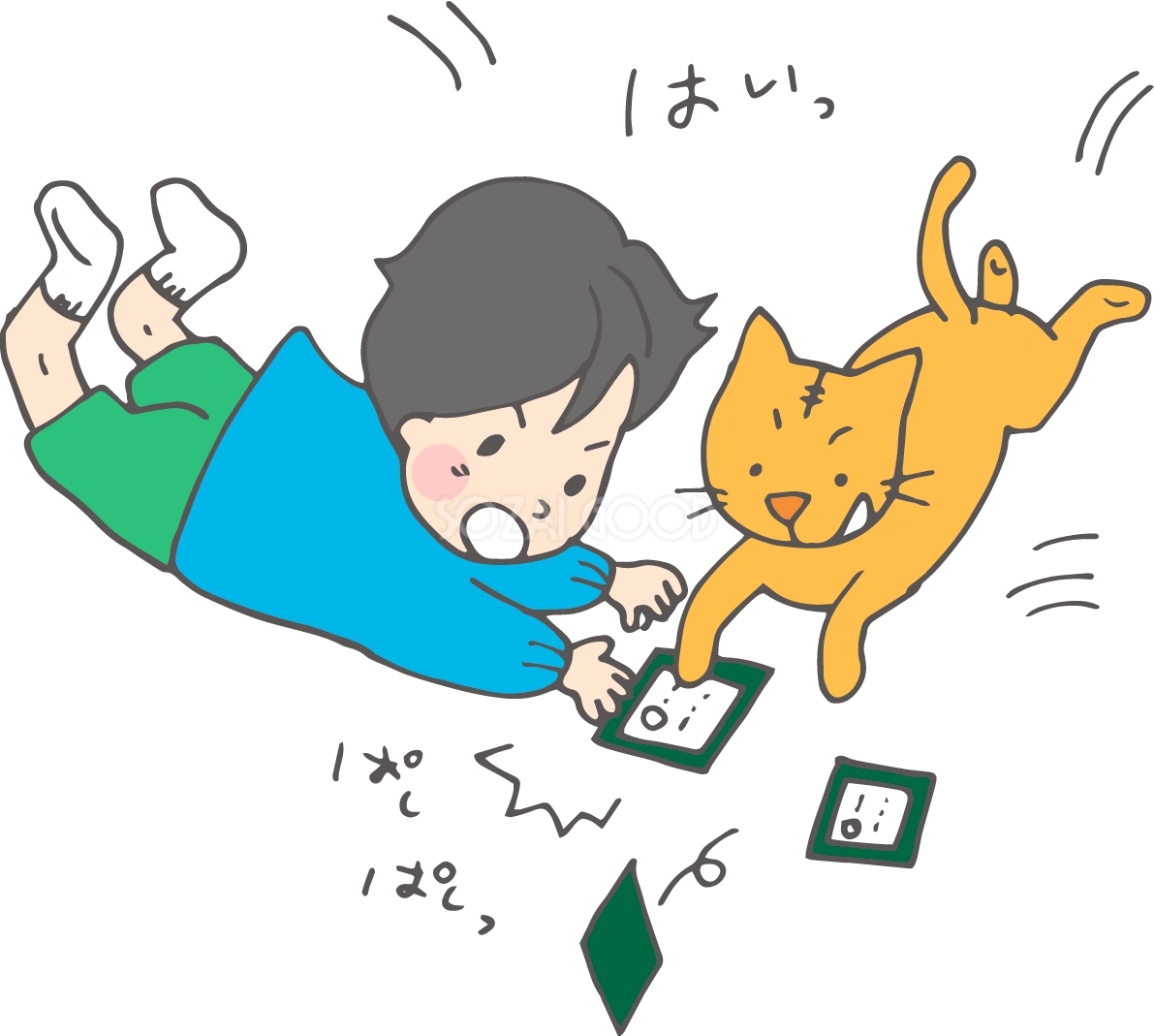 かるたと園児 冬の無料イラスト37123
