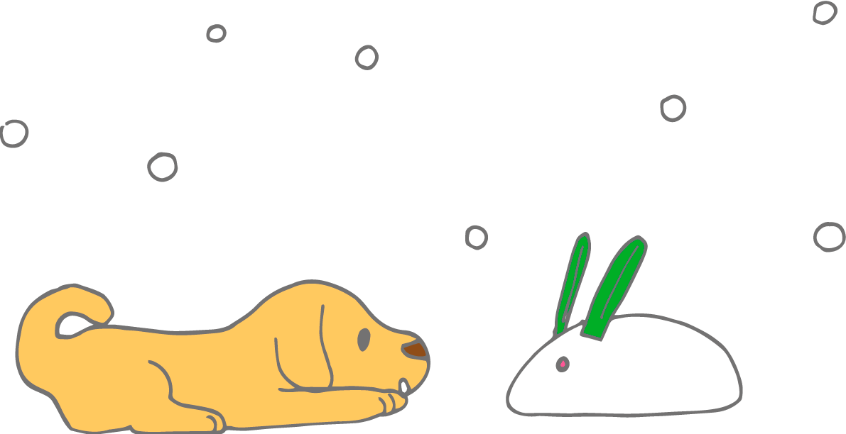 雪うさぎと犬 冬の無料イラスト37147に写真・文字を入れる