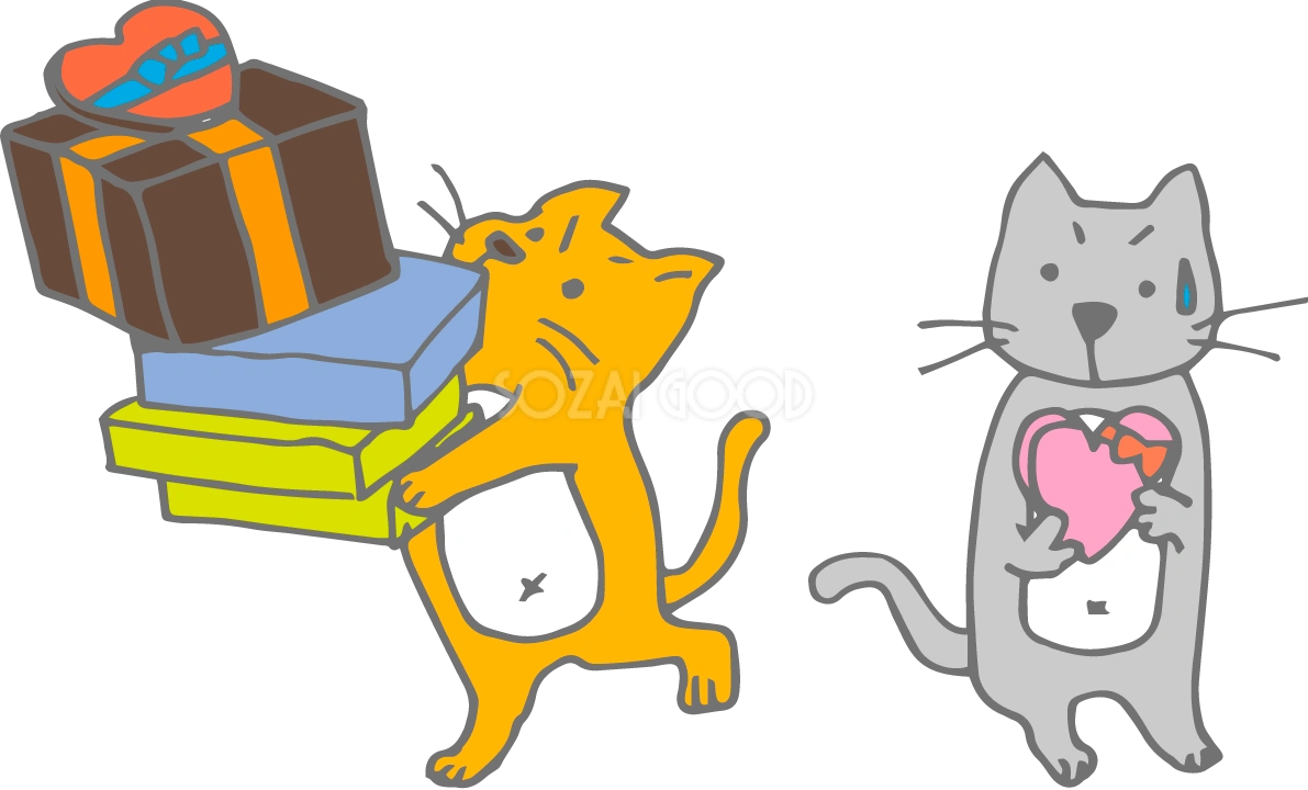 バレンタインデーゆるかわ猫 冬の無料イラスト37167