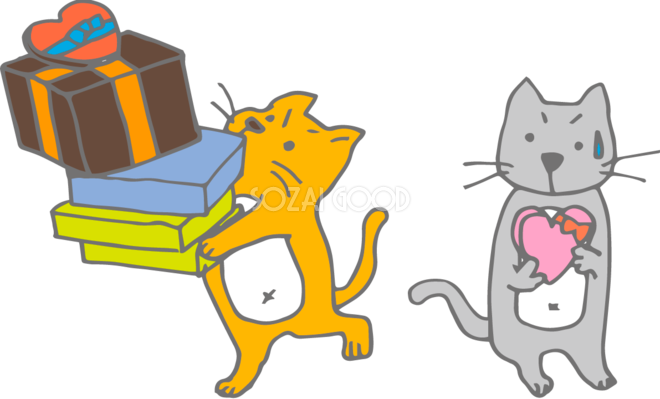 バレンタインデーゆるかわ猫 冬の無料イラスト 素材good