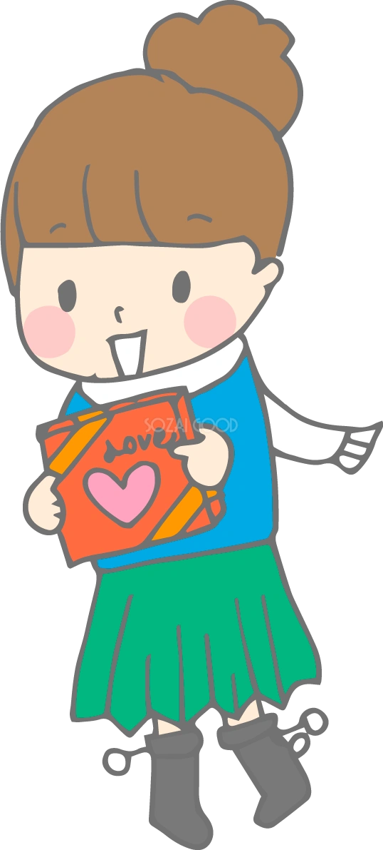 バレンタインチョコをあげる女の子 冬の無料イラスト37171