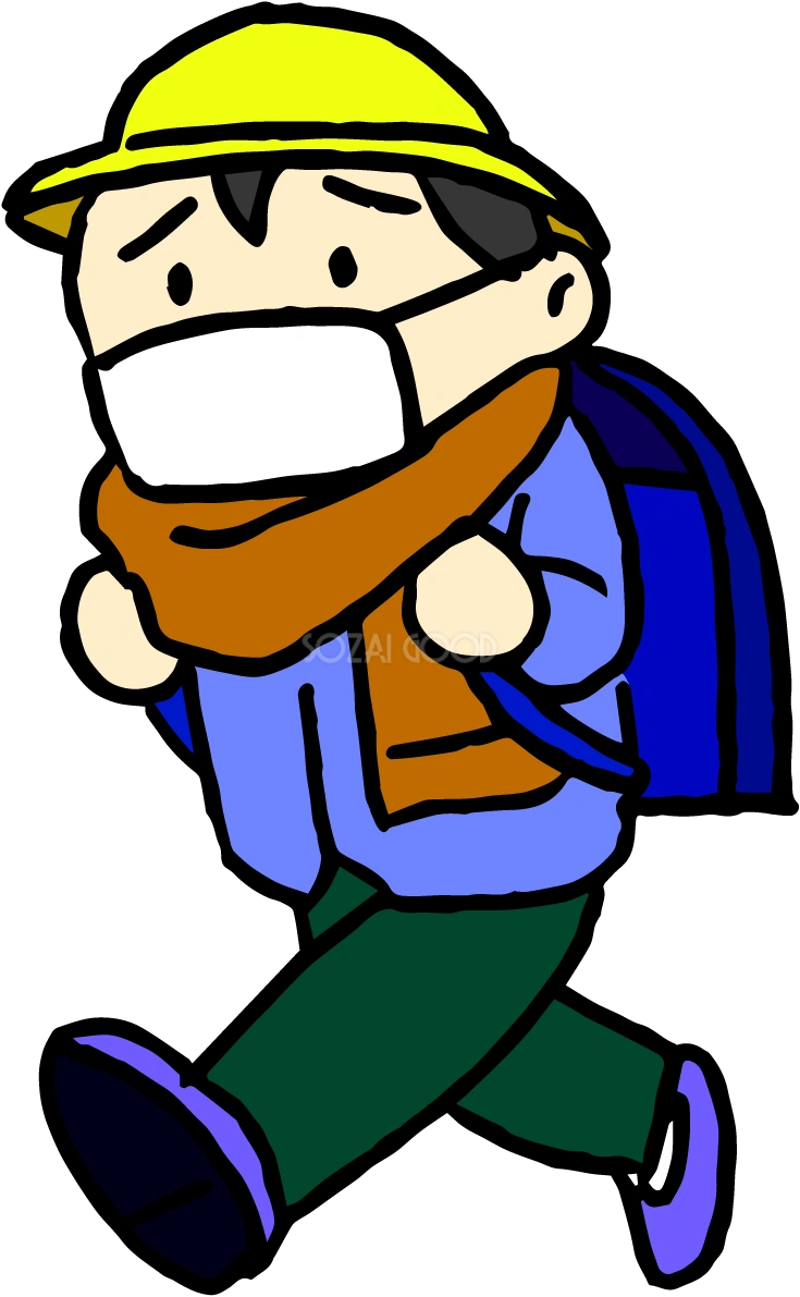 学校の冬イラスト(マスク男の子)37416