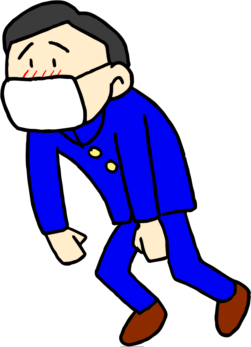 学校の冬イラスト(風邪をひきマスク)37457に写真・文字を入れる