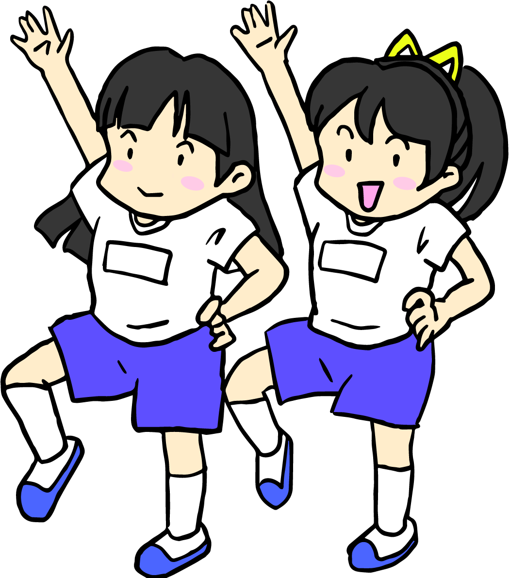 学校の無料イラスト(ダンスする女の子)37465に写真・文字を入れる
